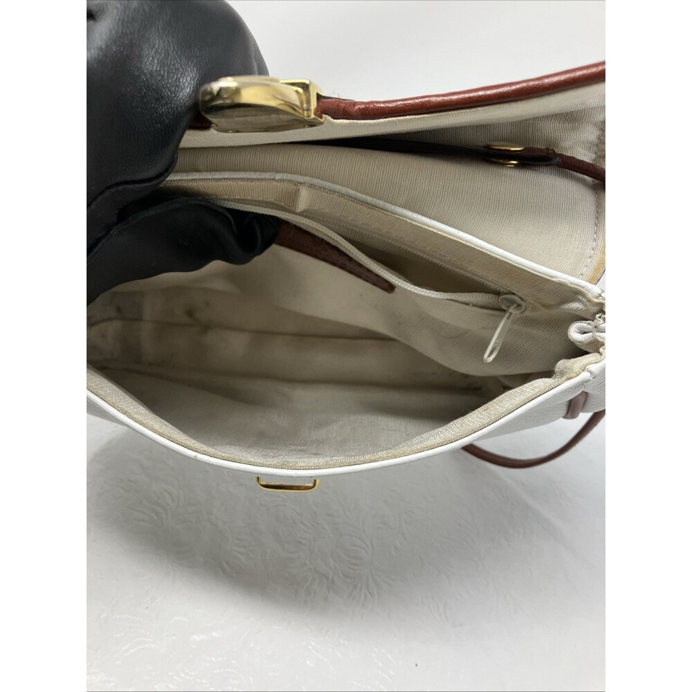 Etienne Aigner Crossbody Bag Purse White Brown Leather Pebbled Vintage - Picture 12 of 16